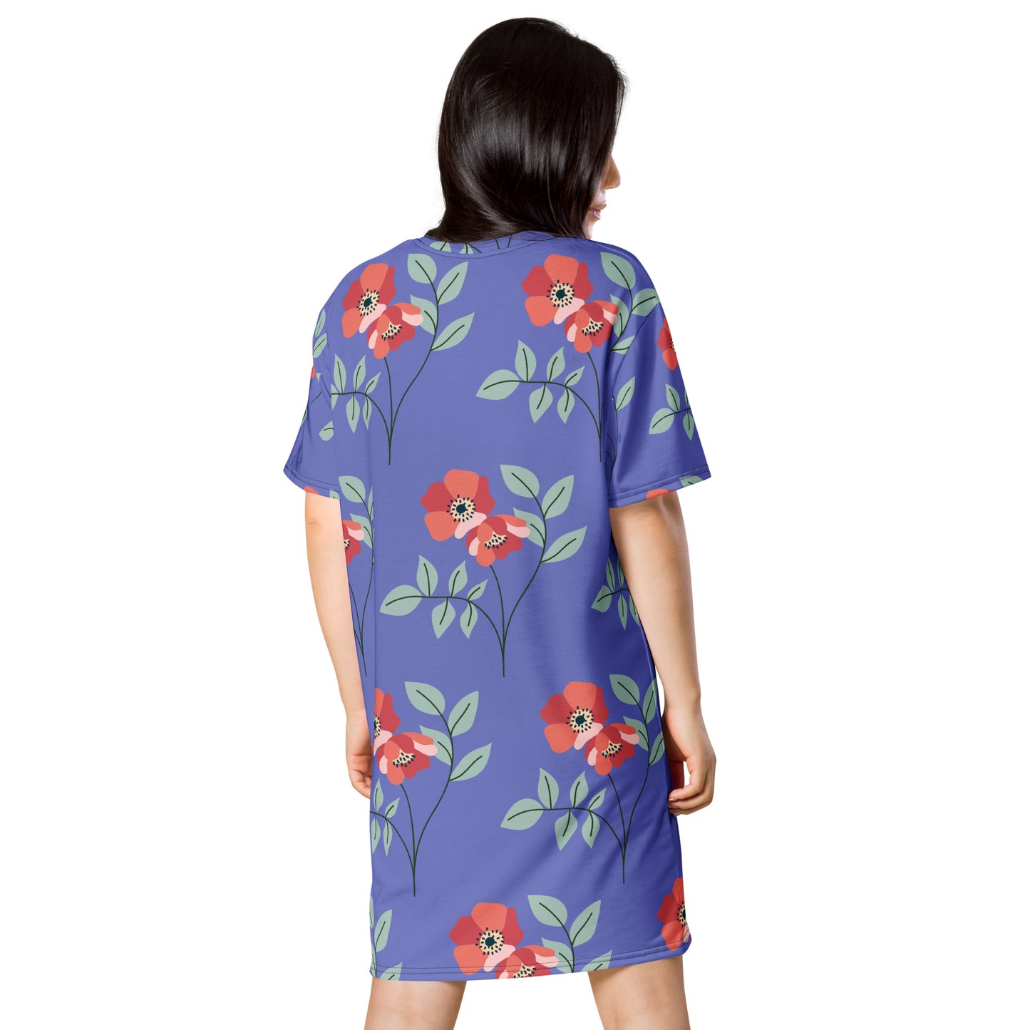 Women's Flower Pattern T-Shirt Dress