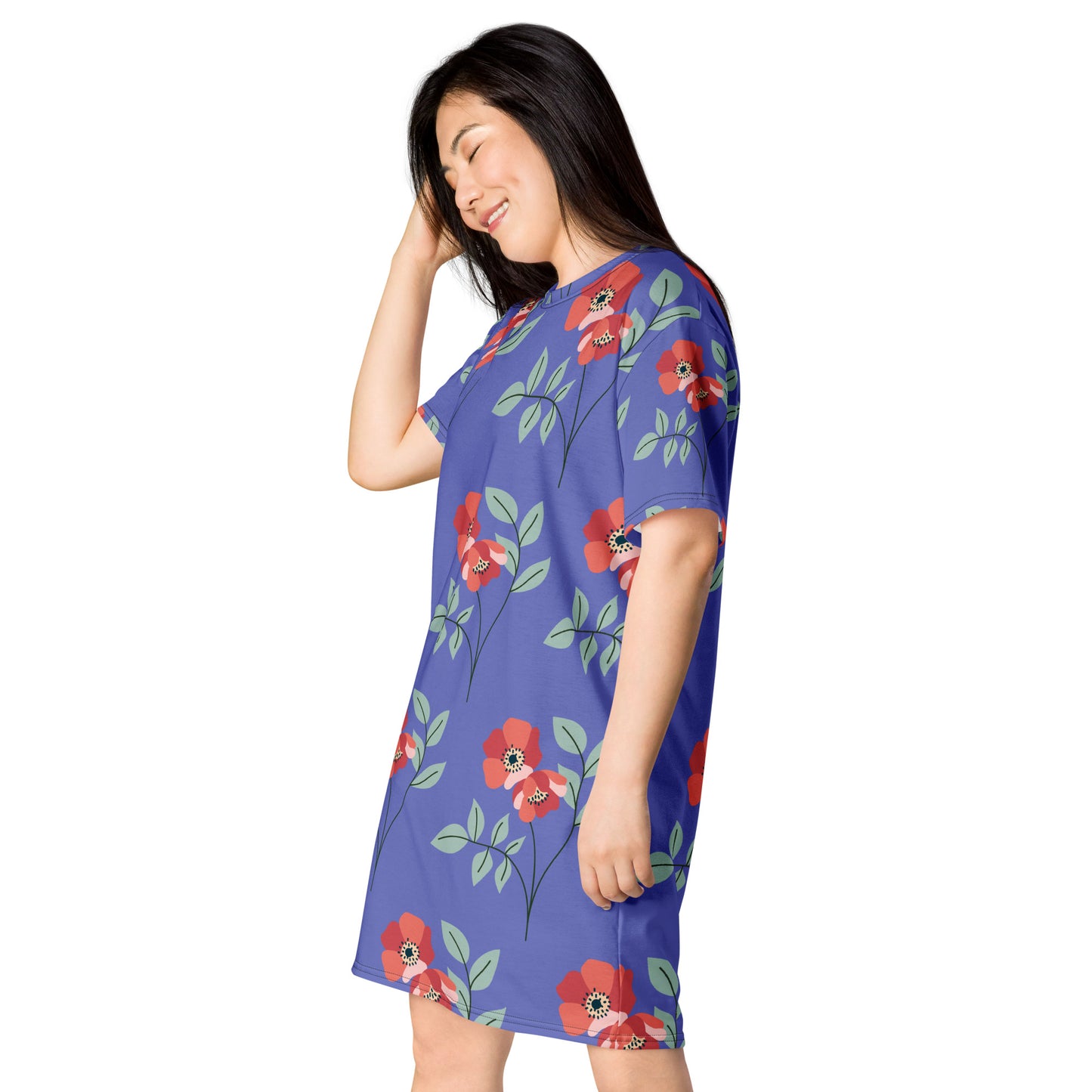 Women's Flower Pattern T-Shirt Dress