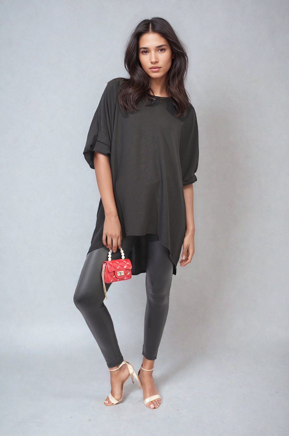 Balloon Sleeve Oversized Top - Vedea MerchandiseS/MBlack