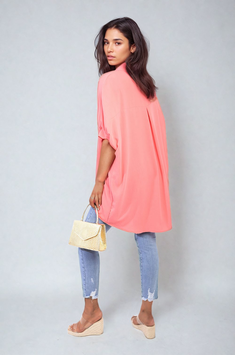 Balloon Sleeve Oversized Top - Vedea MerchandiseS/MCoral