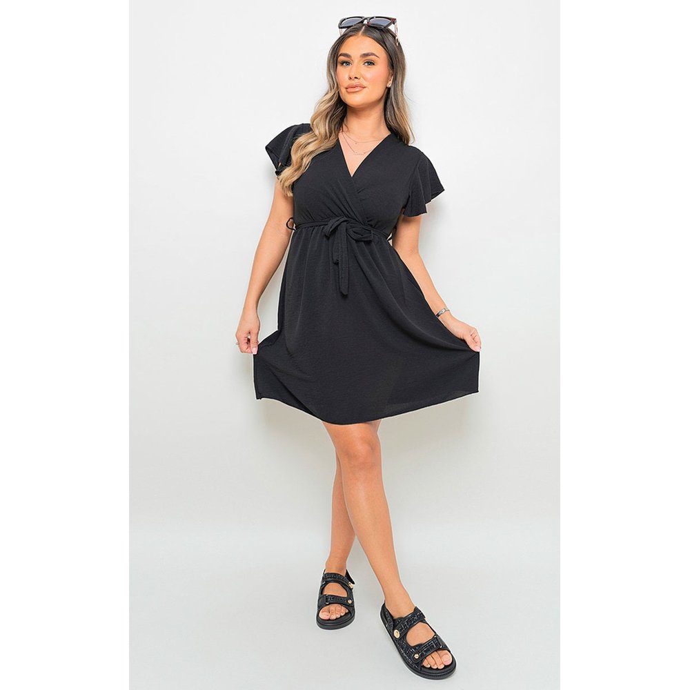 Butterfly Sleeve Belted Wrap Mini Dress - Vedea MerchandiseM/LSage
