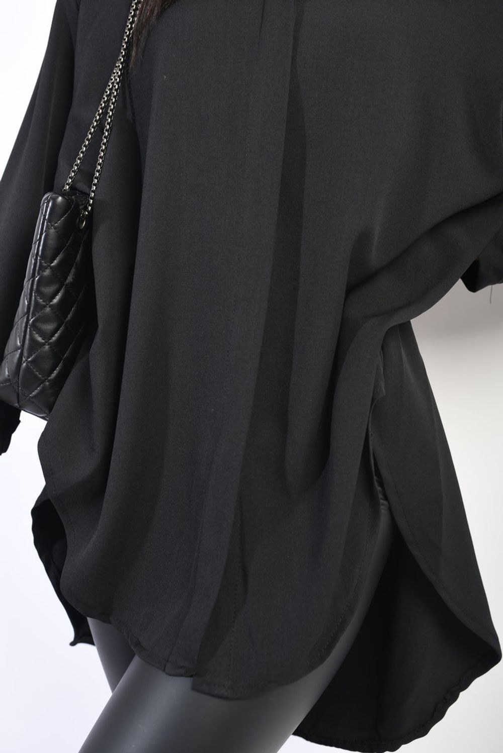 Button Up Oversized Long Back Shirt Dress - Vedea MerchandiseM/LBlack