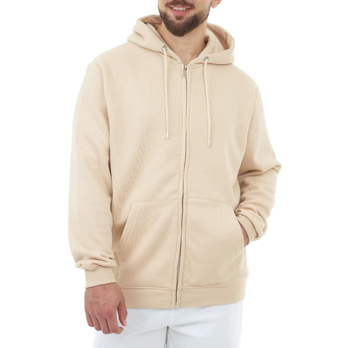 BASIC MENS ZIPPER HOODIE STONE S