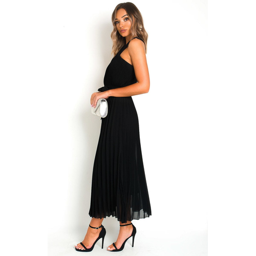 Pleated Crossover Maxi Dress