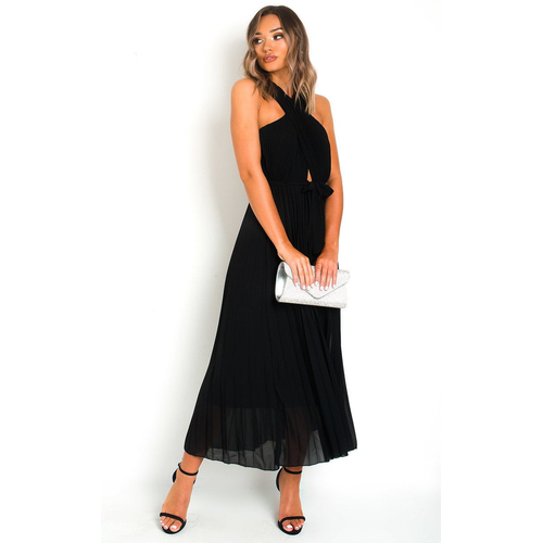 Pleated Crossover Maxi Dress