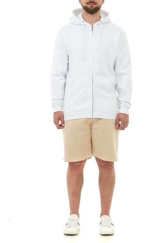 BASIC MENS ZIPPER HOODIE WHITE S