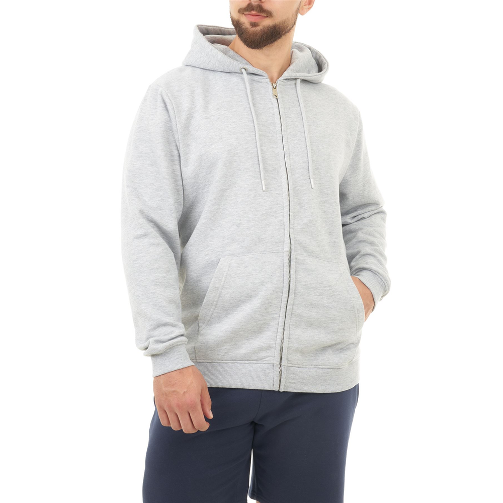 BASIC MENS ZIPPER HOODIE GREY S