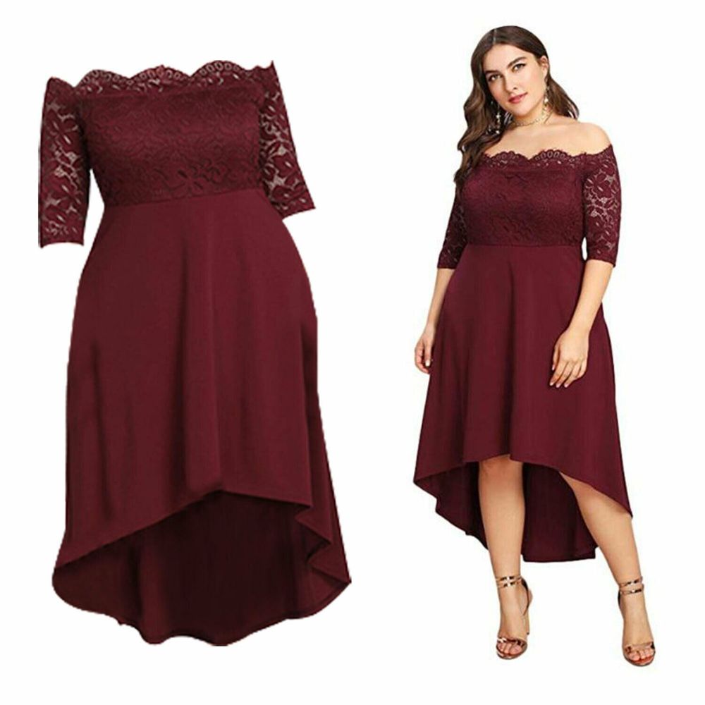 Flo Midi party dress – Wine, XL/2XL/3XL/4XL.