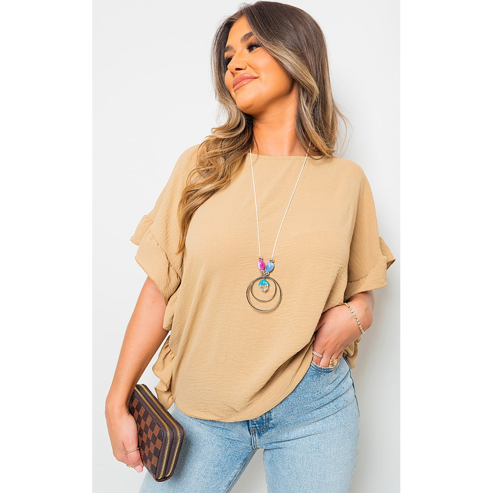 Women's Frill Sleeve Top With Chain