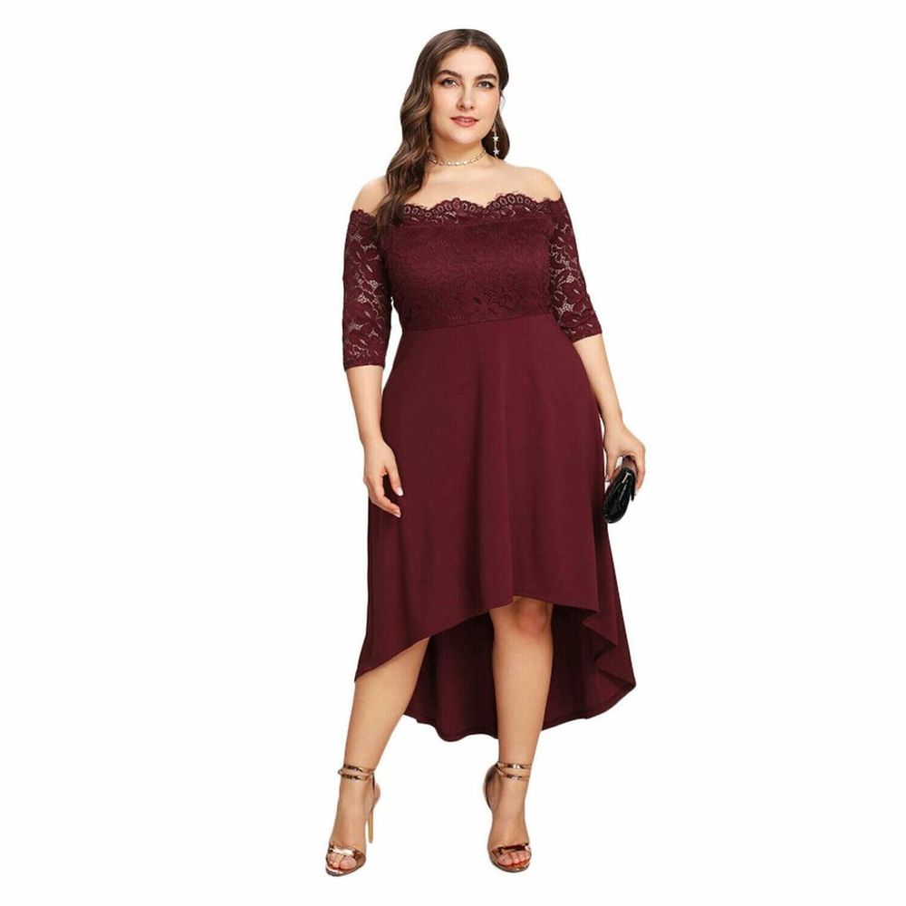 Flo Midi party dress – Wine, XL/2XL/3XL/4XL.