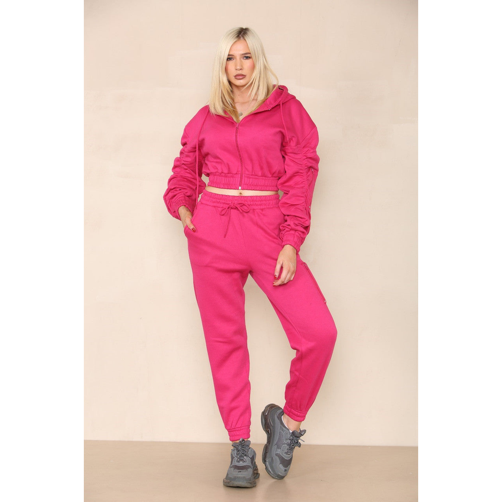 Rouched Zip Cargo Side Pocket Tracksuit