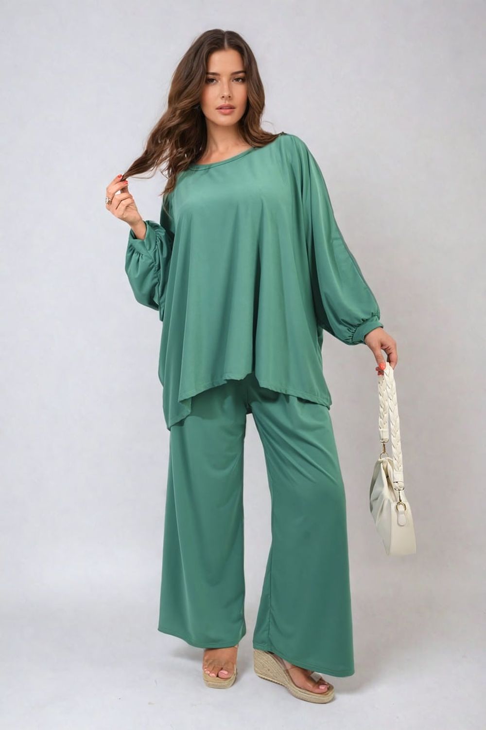 Women's Oversized Top and Wide Leg Trousers Set