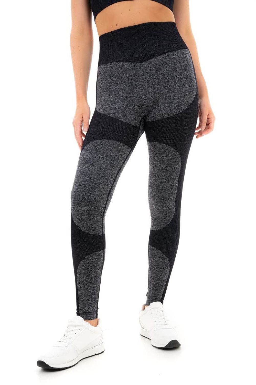 MARL WITH RIB SEAMLESS LEGGINGS BLK M