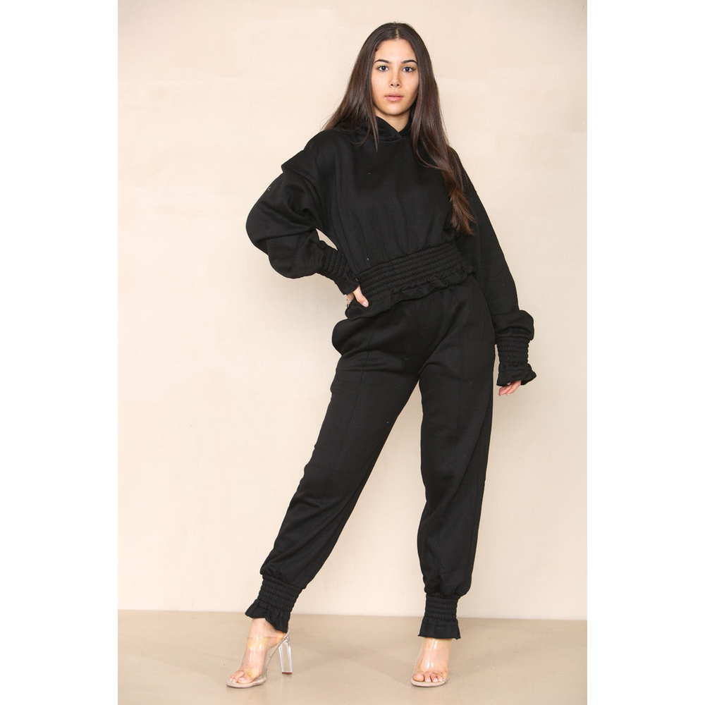 Peplum Frill Fleece Tracksuit