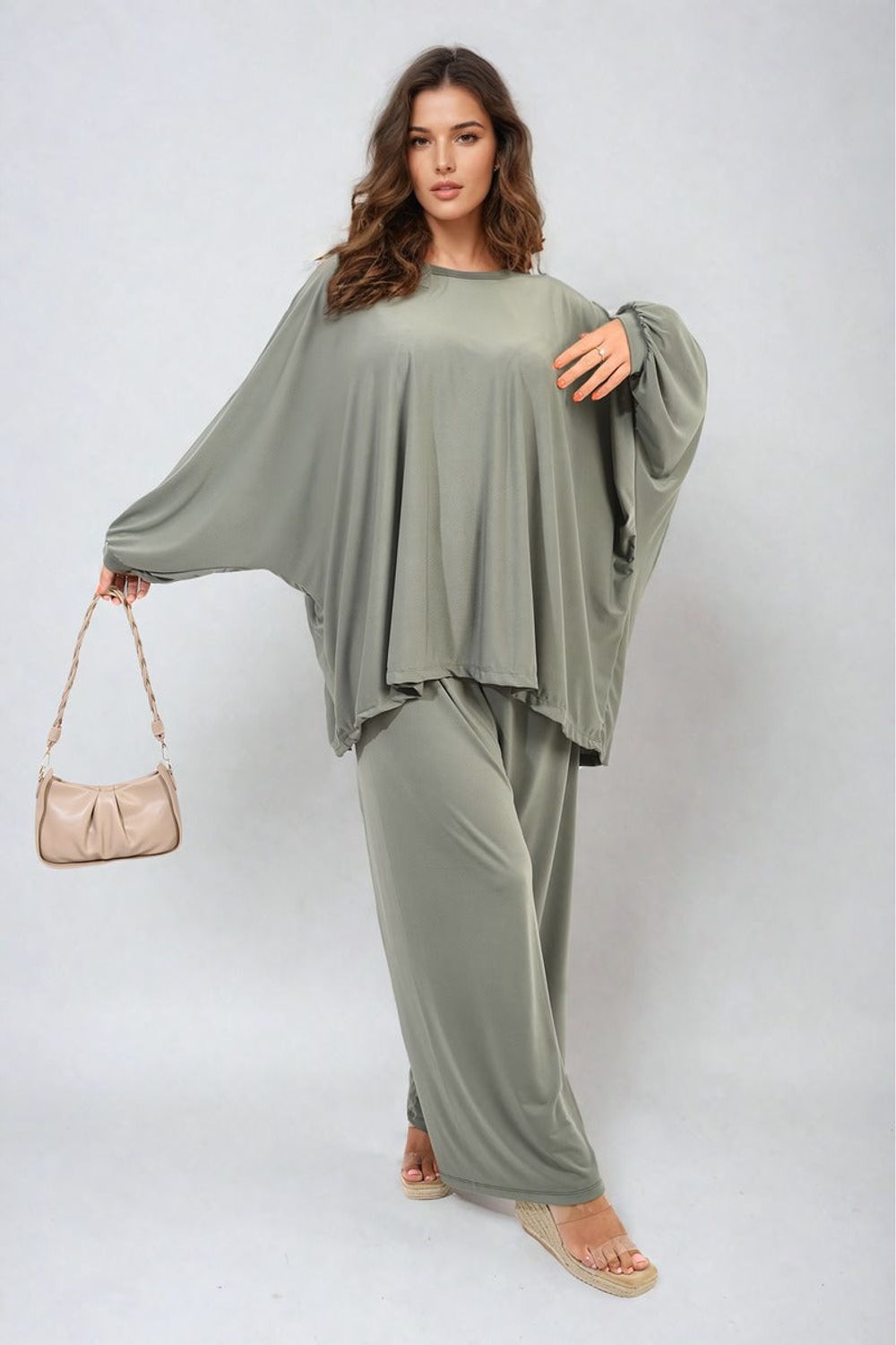 Women's Oversized Top and Wide Leg Trousers Set