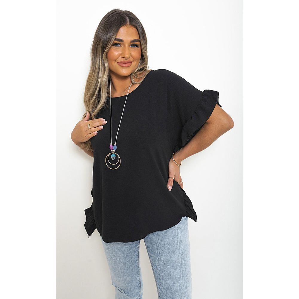 Women's Frill Sleeve Top With Chain