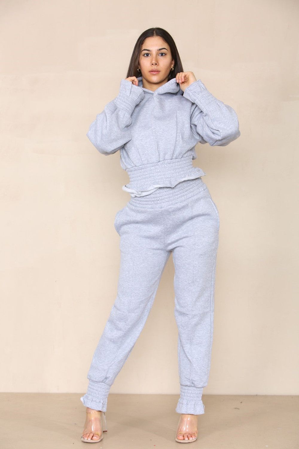 Peplum Frill Fleece Tracksuit