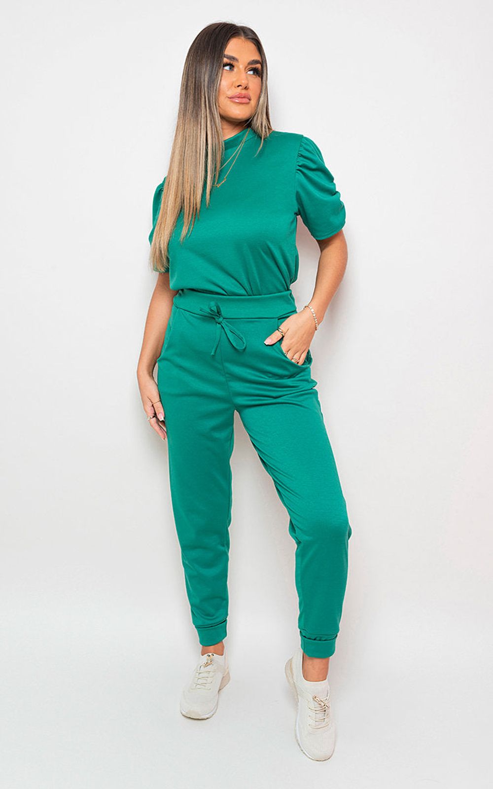 Women's Ruched Sleeve Top & Trousers Co-Ordinated Set