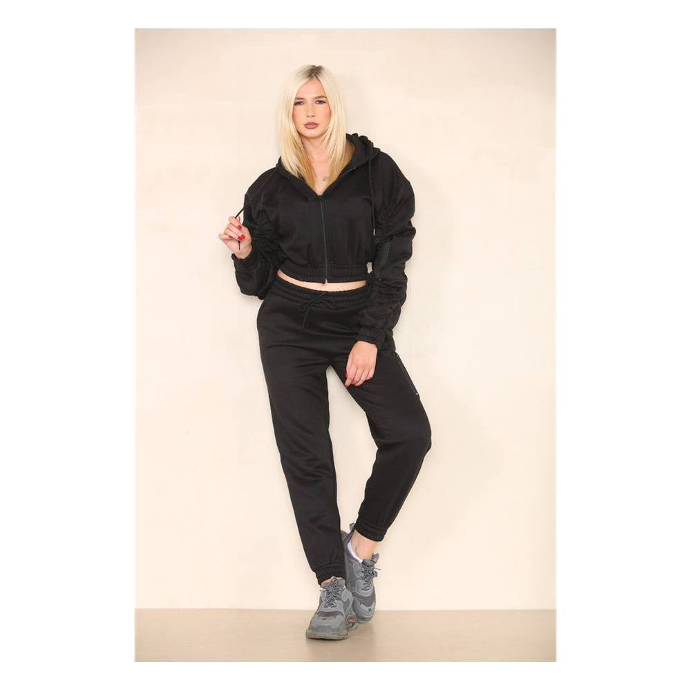 Rouched Zip Cargo Side Pocket Tracksuit