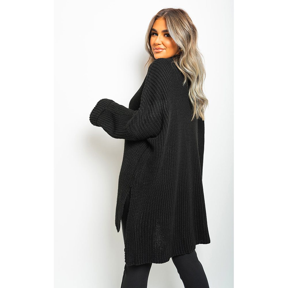 High Neck Oversized Long Sleeve Knitted Jumper