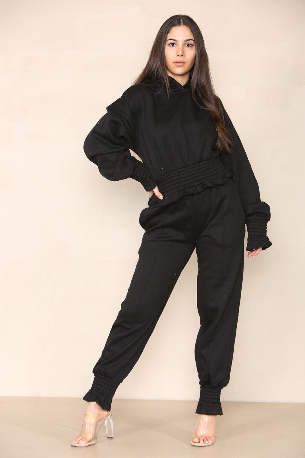 Peplum Frill Fleece Tracksuit