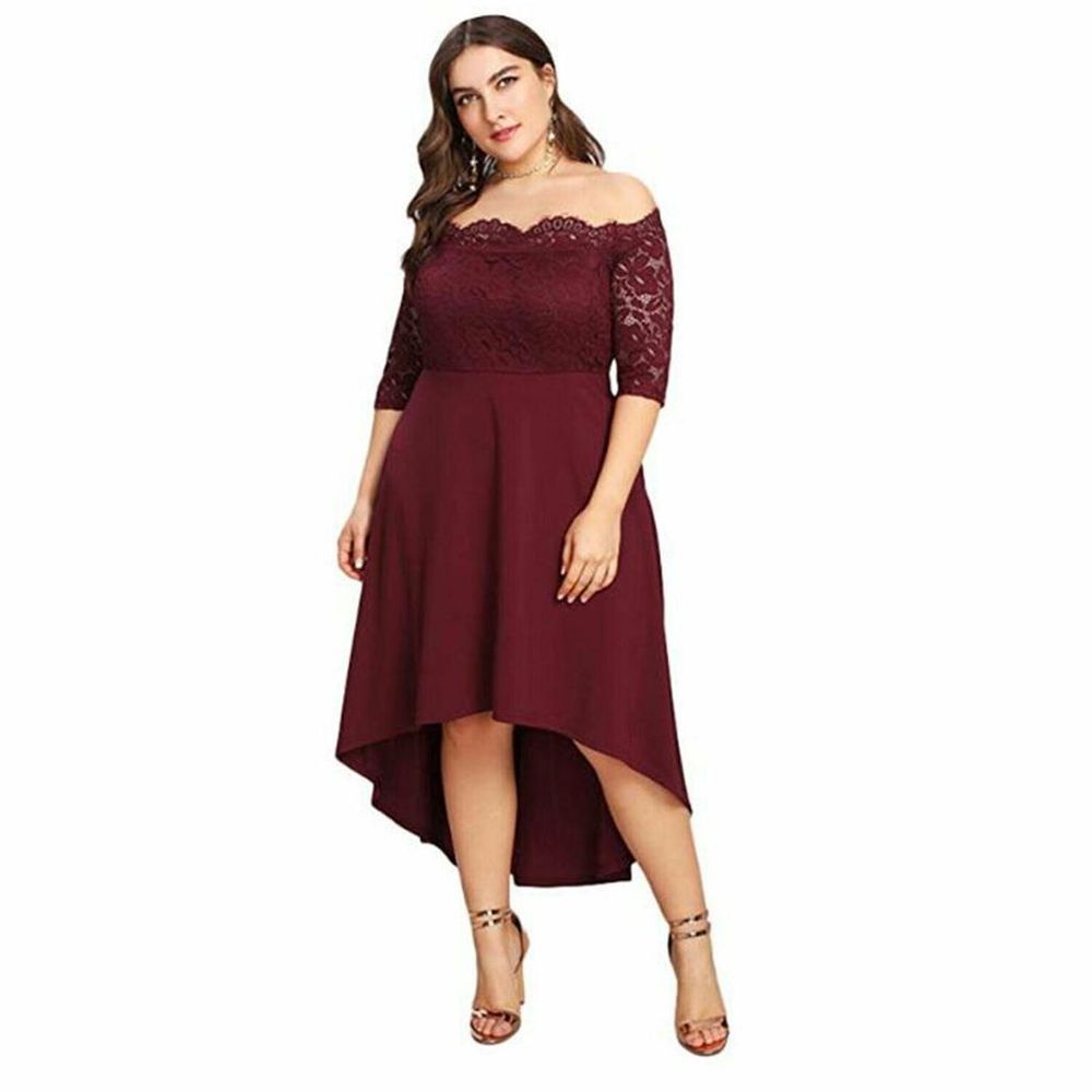 Flo Midi party dress – Wine, XL/2XL/3XL/4XL.