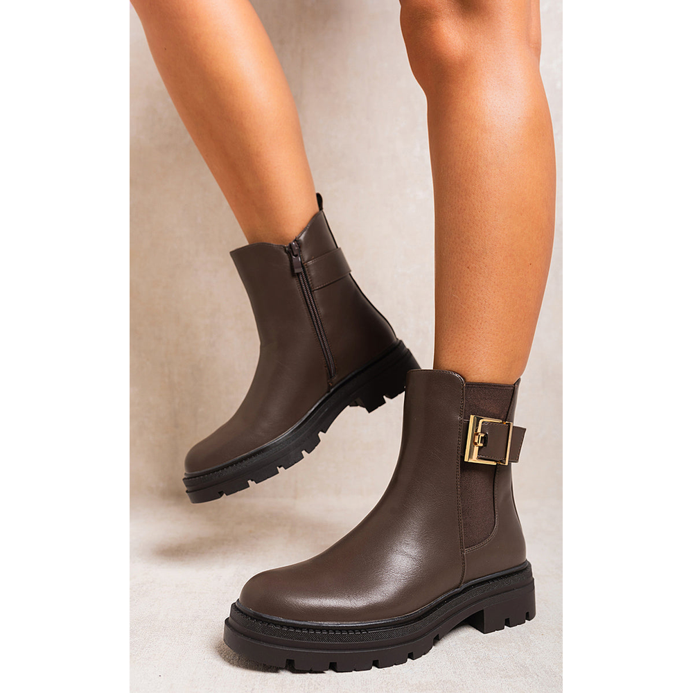 Chelsea Ankle Boots with Inner Zipper and Elastic Insert